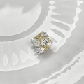 Zweifarbiger Silber- und Goldanhänger mit Sternenmuster, Spitzen-Gravur und Zirkonia - Zweifarbiger Gold-Silber-Anhänger (Ohne Kette)