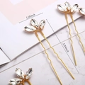 U-shaped hair pin set in gold finish with three marquise crystals and dimensions - Set of 3 / Gold
