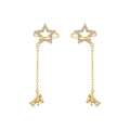 Eleganti orecchini a stella placcati in oro con micro zirconi e ciondolo a orso - Stile Orsetto Stella Nappa (Oro)