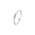 Anillo abierto minimalista de plata de ley S925 con textura cuadrada para mujer - Abierto Ajustable / Plateado