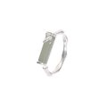 Retro bamboeblad open ring met groene nefriet jade in minimalistisch zilveren afwerking - Verstelbaar Open / Bamboeknoop Ring (Zilver/Groen)