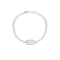 Bracciale minimalista in argento con piastra ovale incisa LOVE ME e chiusura a moschettone - Bracciale