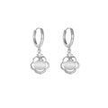 Boucles d'oreilles fleur en argent avec opale Ruyi et zircons étincelants pour femme - Or blanc