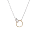 Elegante tweekleurige ketting met in elkaar grijpende ringen en vintage reliëfpatronen - Goud en Zilver Tweekleurig