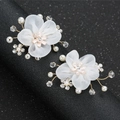 Clips para zapatos de novia de tul blanco con perlas y cristales accesorios elegantes boda - Flor de Malla Blanca