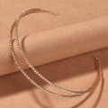 Diadema elegante de doble fila con diamantes de imitación para accesorios de novia boda - Dorado