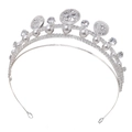 Corona de novia barroca con perlas blancas y circonitas sobre montura de plata - Corona de Plata