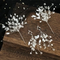 Handmade bridal hairpins and clip-on earrings set with white pearls and crystals - Hair Clip And Ear Clip Duo