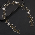 Handgemaakte gouden bruidshaarrank met witte bloemen en parels voor bruiloften - Goud