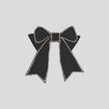Eleganter Haarklip aus schwarzem Samt mit glitzernden silbernen Strasssteinen im Retro-Stil - Schwarz