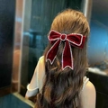 Eleganter roter Samt-Haarclip mit glitzernden Strasssteinen für festliche Hochzeitsfrisuren - Rot