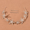 Braut Stirnband und Haarklammern Set mit Seestern Design und funkelnden Strasssteinen - Haarranken- und Clip-Set / Silber
