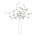 Silver bridal hair pins with sparkling rhinestone branch design and U-shaped metal base - Silver