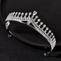 Elegante corona da sposa con strass scintillanti e cristallo centrale a goccia d'acqua - Argento