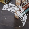Corona da sposa argentata con cristalli e foglie di grano su sfondo vintage - Singolo Diadema Argento / Argento