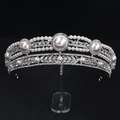 Corona da sposa di lusso argento con perle e strass per matrimoni e abiti da sera - Argento