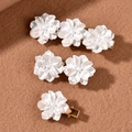 Set of 6 minimalist white camellia flower hair clips with golden metal duckbill base - Camellia Style