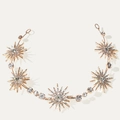 Golden bridal headband featuring sparkling star motifs and rhinestones for wedding accessory - Gold (With Satin Ribbon)