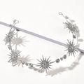 Silver bridal headband with sparkling rhinestone stars and crystals for wedding hairstyles - Silver (With Satin Ribbon)