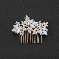 Pettine per capelli da sposa bohémien dorato con strass marquise e perle rosa per matrimoni - Oro KC