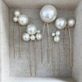 Elegante set di 5 forcine dorate a U con perle bianche lucide di varie dimensioni e stili - Oro 5 Pezzi
