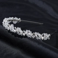 Squisito cerchietto da sposa in cristallo con pietre taglio marquise e trama in filo d'argento - Argento