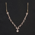Elegante gioiello frontale dorato da sposa con strass bianchi e pendente in cristallo - Oro