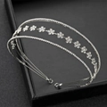 Elegant silver layered bridal headband with rhinestones and floral design for weddings - Silver