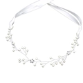 Elegante tralcio per capelli con perle bianche e strass fatti a mano per bambine - Argento