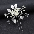 Forcina per capelli da sposa fatta a mano con perle e cristalli per acconciature eleganti - Argento
