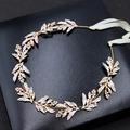 Elegante goudkleurige bladhuidband met strass-steentjes voor bruidskapsel accessoires - KC Goud Spuitwit