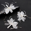 Lot de 3 épingles à cheveux libellule en dentelle blanche avec strass étincelants - Version Barrette