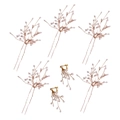 Set di forcine da sposa fatte a mano con perle e design a ramo floreale in oro rosa - 5 Forcine E 1 Paio Di Clip