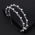 Elegante cerchietto doppio strato in lega d'argento con perle e strass a forma di vite - Argento