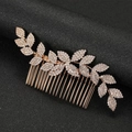 Roségoldener Braut-Haarkamm mit gewellten Strassblättern für Hochzeits- und Bankettfrisuren - KC Gold