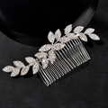 Braut-Haarkamm in Silber mit Wellenblatt-Muster und funkelnden Strasssteinen für Partys - Silber