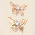 Set di 2 fermagli per capelli a farfalla dorati con strass opale e perle sintetiche - Coppia Farfalle Oro Profondo