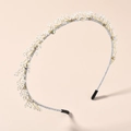 Elegant silver bridal headband featuring handmade white pearls and sparkling rhinestones - Silver Base Headband