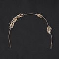 Copricapo da sposa dorato con foglie in lega, perle bianche e cristalli brillanti - Oro