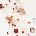 Fermaglio per capelli con frange dorate, stelle rosse, perle bianche e perline brillanti - Rosso