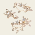 Set di fermagli per capelli con stelle e luna, perle e strass su sfondo beige - Stile Stella Luna Dorato