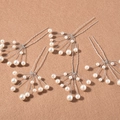 Set di 5 forcine per capelli da sposa con perle e filo d'argento per acconciature eleganti - Bastoncino per capelli