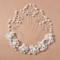 Set di gioielli per capelli da sposa con fascia di perle e forcine a forma di U in cristallo - Copricapo E Forcine