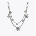 Hip hop silver double layer trousers chain with butterfly charms and safety pin detail - Butterfly Design