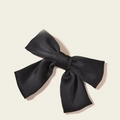 Large black pleated bow hair clip accessory for bridal and wedding ceremonies - Bow Spring Clip / Black