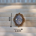 Handmade vintage oval bronze brooch with blue dried flowers in resin, 3cm x 2.2cm size - Adjustable / Bronze Blue Style (Type A)