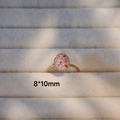 Nahaufnahme des handgefertigten Rings mit getrockneten Blumen und Goldfolien-Details - Oval Rosa Lila (F Gold)