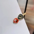 Vintage floral hair clip with dried flowers in colorful resin and gold alloy frame - Double Irregular Dried Flower Style (B款)