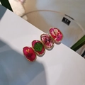 Handmade gold floral hair clip with dragon fruit red resin and natural dried flowers - Rose Red Flower Style