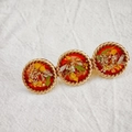 Barrette artistique à fleurs séchées avec trois disques dorés de style rétro - Style Trois Cercles Fleurs Séchées (Style B)